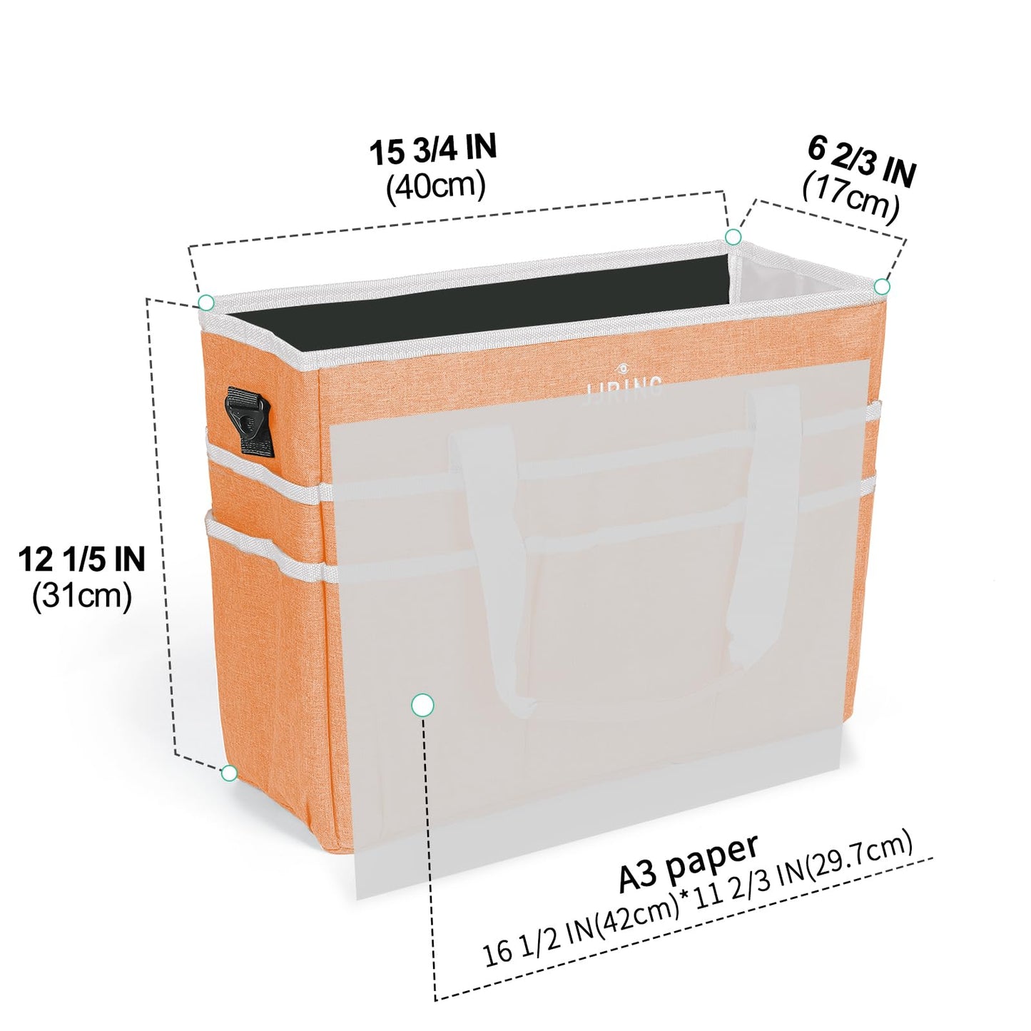 JJRING Craft Organizer Tote Bag, Large Art Storage Caddy with Multiple Pockets, Orange Sewing Bag for Art, Craft, Scrapbooking, School, Medical, and Office Supplies Storage