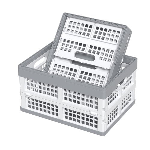Callyne 2-Pack Plastic Foldable Storage Crates with Handles,15 L Plastic Collapsible Storage Shopping Crates