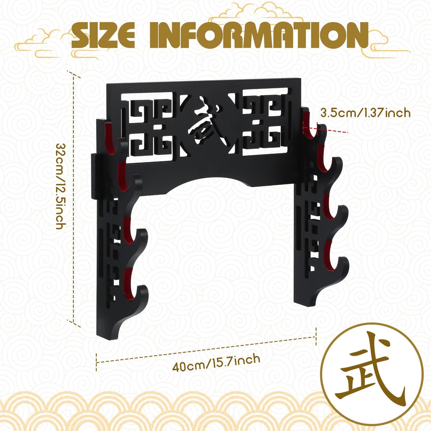 Barydat Katana Holder Sword Stand Wall Mount Samurai Sword Display Katana Rack Hanger Japanese Wakizashi Hobby Collection Gifts for Men(Warrior,Black,4 Tier)