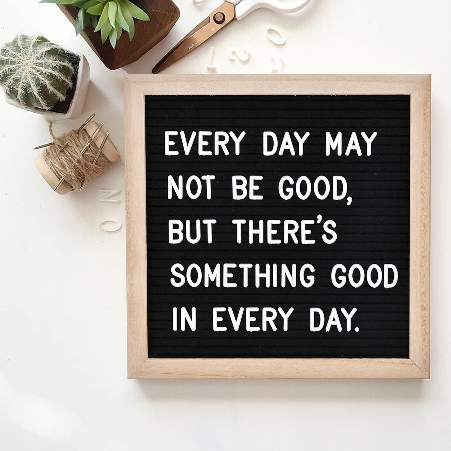 Skiennix Felt Letter Board - 10x10 Inch Changeable Message Board with 294 Letters & Wooden Frame