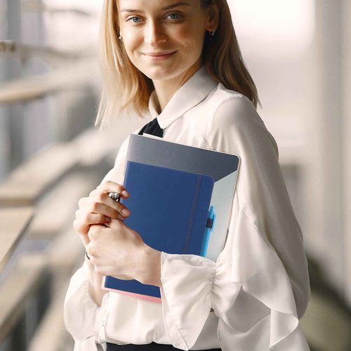MIVIDE 10 Pack Journal Notebook Bulk with 10 Pens, A5 Lined Notebook Journals Bulk, Hardcover Notebook, College Ruled Notebook for Work Writing School Office, 5.7" x 8.3", Blue