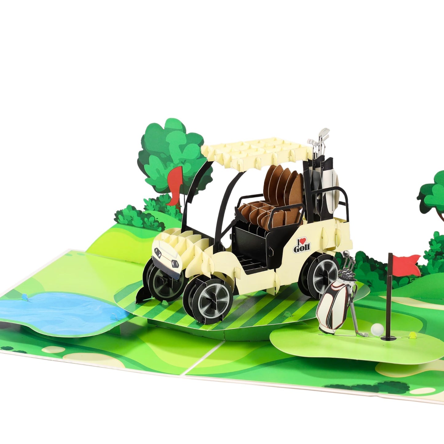 Pop Up Fathers Day Card Golf, 3D Golf Birthday Card for Dad, Golfers, Husband, Grandpa, Pap, Him, Son; All-Occasion Father’s Day, Congratulations, Thank You, Retirement for Boss, Coworker, 6x8 in