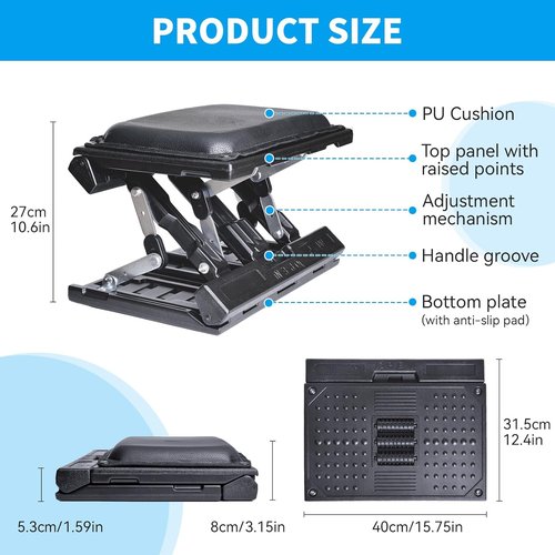 Scalebeard Ergonomic Foot Rest - Height Adjustable & Foldable Desk Footstool with Massage Beads | Ideal for Office & Gaming