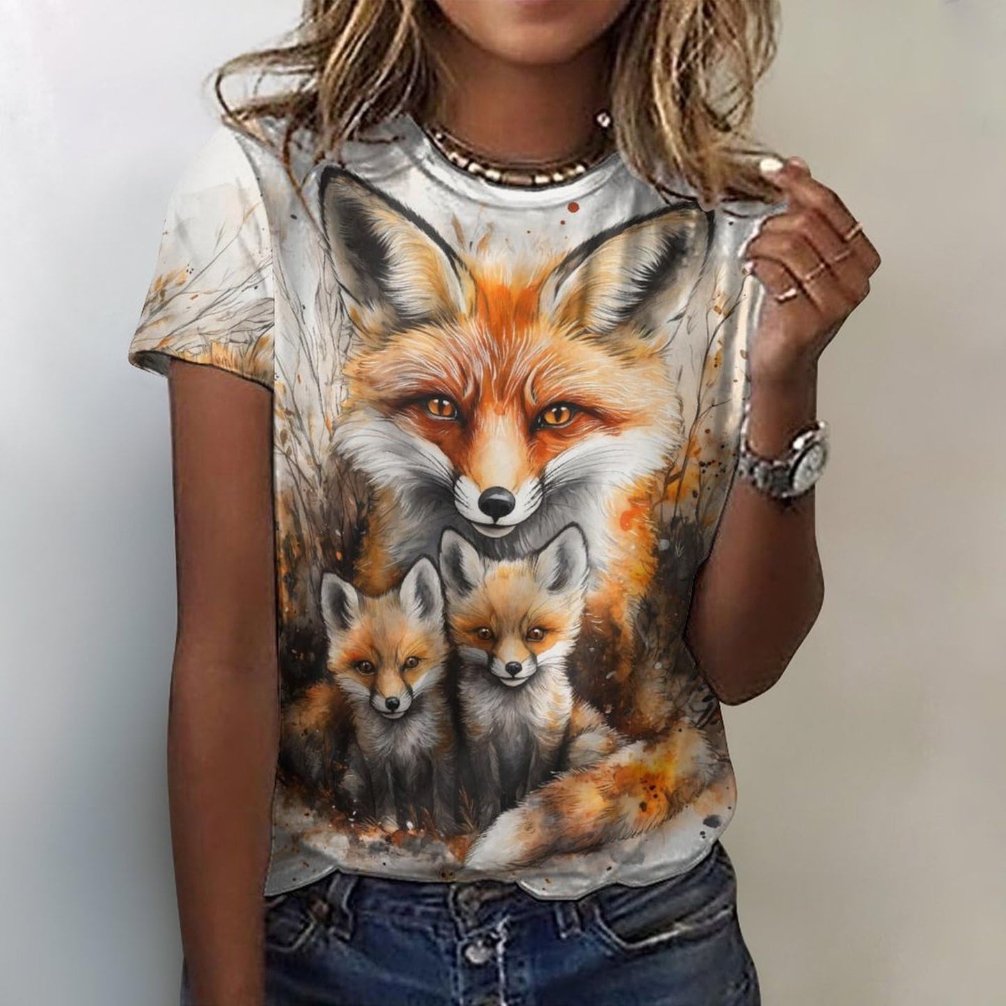 Mothers Day Shirt Fox Print Fashion Funny Casual Mom and Daughter Outfits Soft Comfy Short Sleeve Cotton Oversized Tee for Summer Vacation Mother Daughter Matching Shirts,2XL