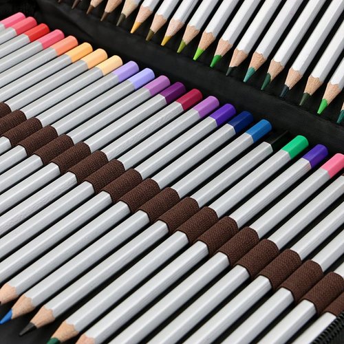 BTSKY® Portable Canvas Pencil Case - Super Large 72 Slot Zippered Pouch for Watercolor Pencils | Black