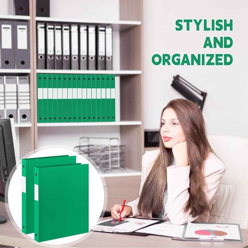 Henoyso 36 Pcs 3 Ring Binder 1/2'' Round Fits Letter Size 8. 5'' x 11'' Paper Plastic Flexible Binder Holds 100 Sheets with 1 Pockets Versatile Organizer for Office Home School (Green)