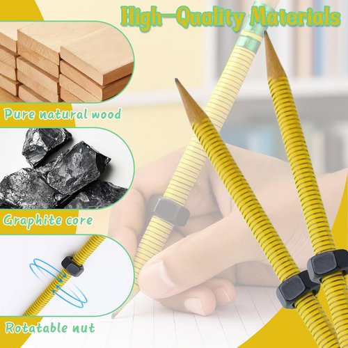 Adhd Pencil - Threaded Pencils for Adhd & Anxiety, Silent Sensory Tool for Stress Relief, Threaded Fidget Pencil Perfect for School Office Home, Essential Tools for the Classroom (5Pcs)