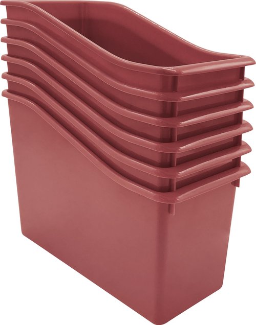 Teacher Created Resources Deep Rose Plastic Book Bin 6-Pack (TCR2088750)