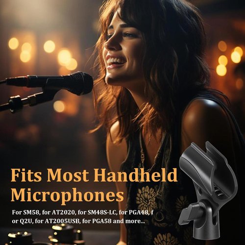 2 Pcs Universal Microphone Clip, Microphone Holder Adjustable Mic Holder for Microphones with 5/8" Male to 3/8" Female Screw Adapter
