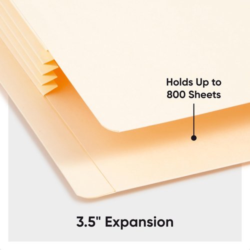 Smead Manila End Tab Expanding File Folders 3-1/2-Inch Expansion Pocket with Gussets, Expandable Letter Size, 25 Count (75124)