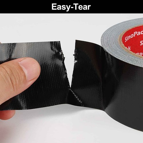 SinoPack Duct Tape 12 Pack Heavy Duty Waterproof Black Duct Tape No Residue Total Length 240 Yards x 1.88 Inch x 9Mils,Strong Adhesive Black Tape for Indoor Outdoor Repairs Tear by Hand