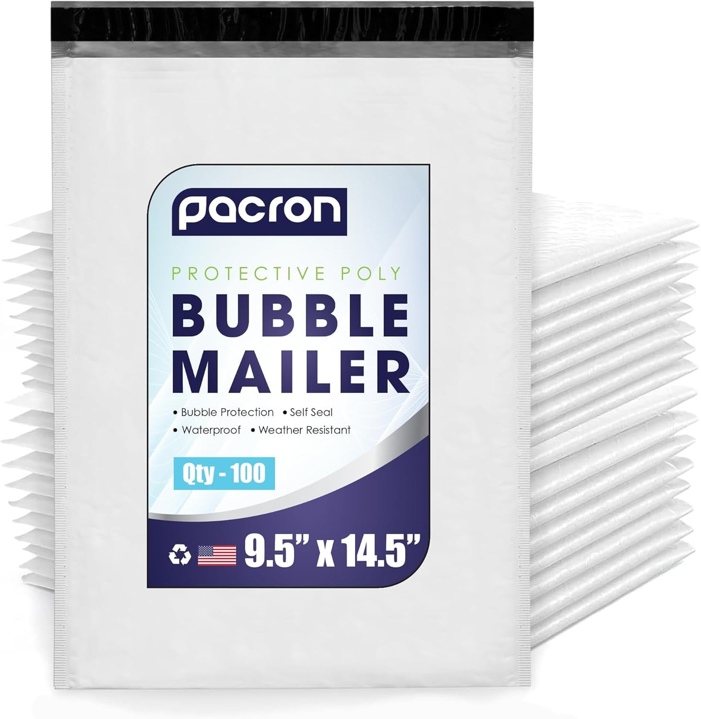 100-Pack Poly Bubble Mailers by [Brand Name] | Waterproof, Thick, Durable Envelopes - 9.5 x 14.5 for Jewelry, Cosmetics & More