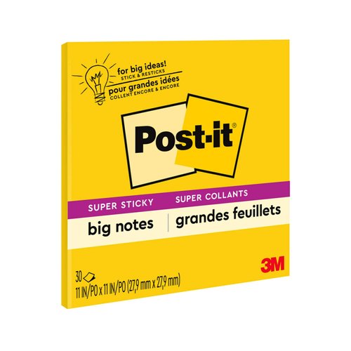 Post-it Super Sticky Big Notes, 11 in x 11 in, 1 Pad, 30 Sheets/Pad (BN11) - Pack of 6