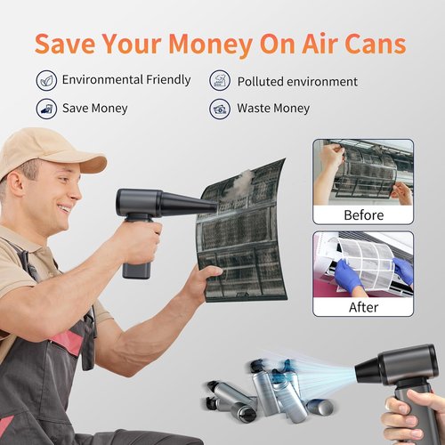Compressed Air Duster - Stepless Speed Electric Air Blower with Brushless Motor | 120,000 RPM Keyboard Cleaner