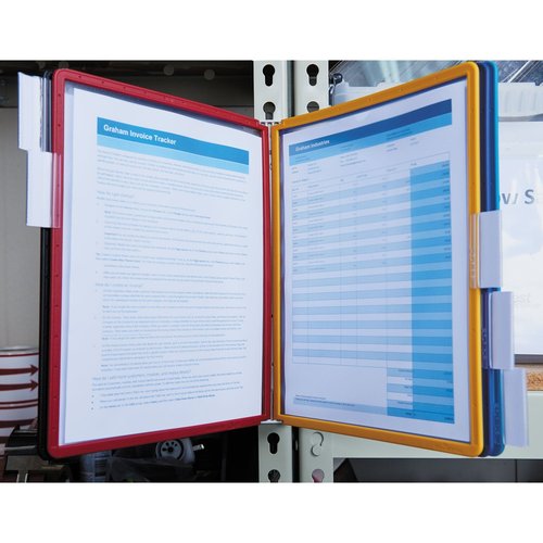 Durable Vario Magnetic Wall Reference System, 5 Panels, 10 Pockets, Assorted Borders