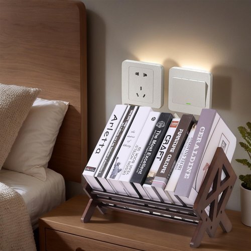 ZBBCTUS Desktop Bookshelf Organizer,Wood Tilting Bookcase,Tabletop Book Storage Rack,Book Rack Shelf Organizer for Book,CD,Magazine,Albums