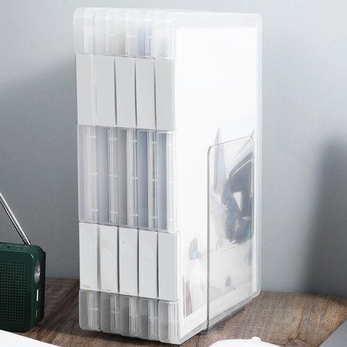 Meyeyaia 8Pcs A4 File Portable Project Case Transparent Plastic Storage Box with Buckle Thick Scrapbook Paper Storage Box for 8.5 X 11 Paper Document File Organizer Boxes Office School Supplies