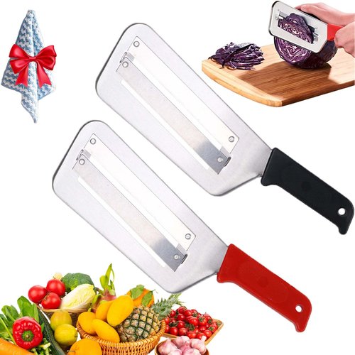 Stainless Steel Shredder Knife,2025 Upgraded Stainless Steel Cabbage shredder,Dual Blade Julienne Cutter For Slicing,Grating & Shredding,Multifunctional shredder Knife For Vegetables (2PCSA)