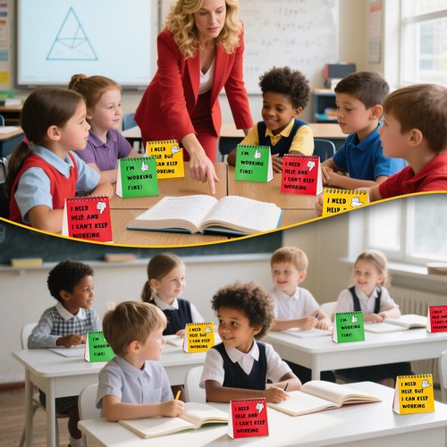 24PCS I Need Help Mini Flip Chart,Classroom Management Tools Self Assessment Cards for Students Behavior,Educational and Learning Activities Supplies for Elementary Students Teachers Classroom School