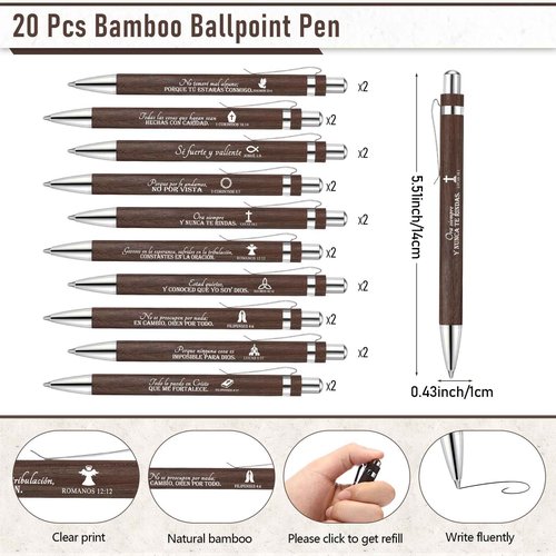 Kosiz 40 Pcs/20 Set Christmas Christian Gifts Prayer Journal Notebook Bulk for Women Journal Spiral 5.3x4.1 in, Religious Bible Verse Pen Sticky Note for Church Faith Based(Black,Spanish Bible Leaves)