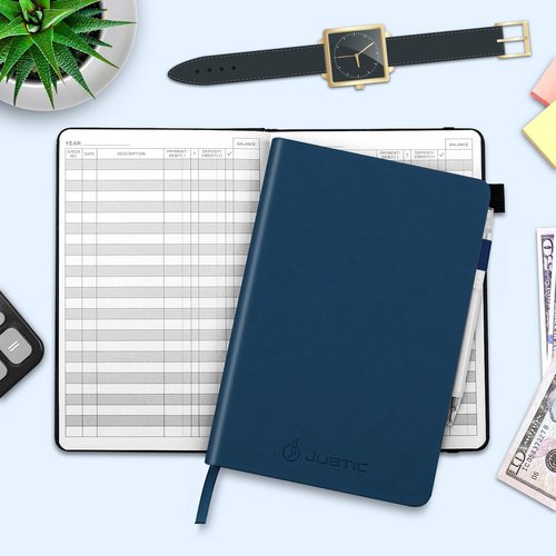 JUBTIC A5 Check Registers - Personal Ledger for Tracking Payments & Finances | Blue Color