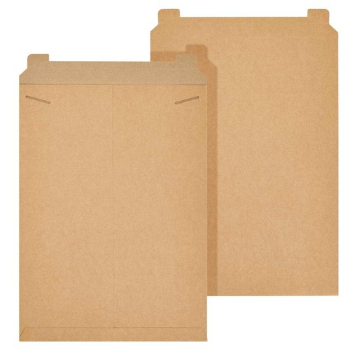 Juvale Flat Cardboard Art Mailers - 13 x 18 In, Brown, Pack of 25, 450 GSM - Poster Flat Mailers for Photos, Documents & CDs
