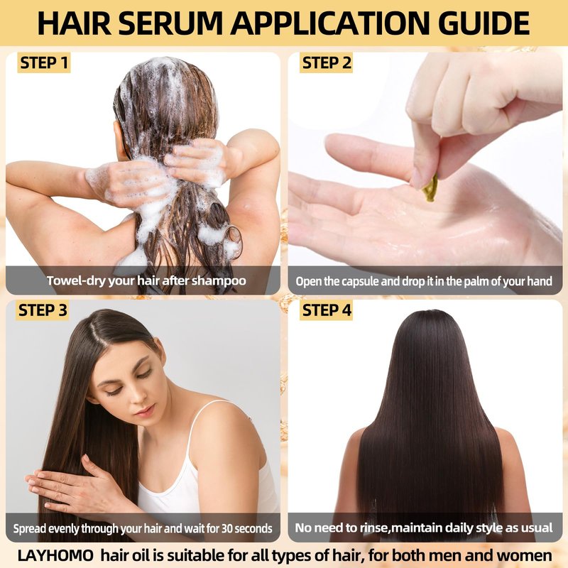 Keratin Hair Treatment Serum,Hair Serum Treatment for Dry Damaged Hair,Hair Oil Capsules with Keratin,Argan Oil-Leave-in Anti Frizz Conditioner with Vitamins A, C, E & B5- No Rinse for All Hair Types