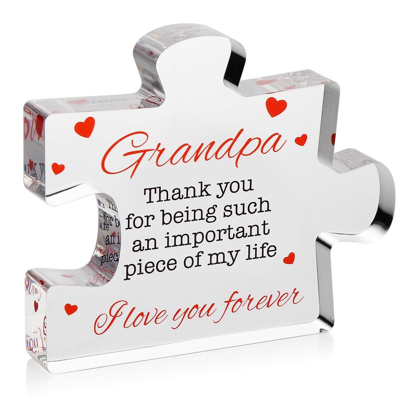 Gifts for Grandpa - Engraved Acrylic Block Puzzle Gift 3.35 x 2.76 inch - Novelty Birthday, Christmas, Valentine's Gifts