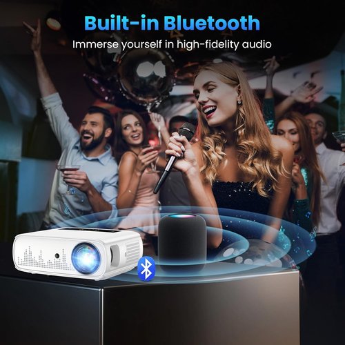 GROVIEW 1080P WiFi Bluetooth Projector - 15000 Lux Brightness, 300'' Screen, 4K Support | Compatible with HDMI, USB, PS5
