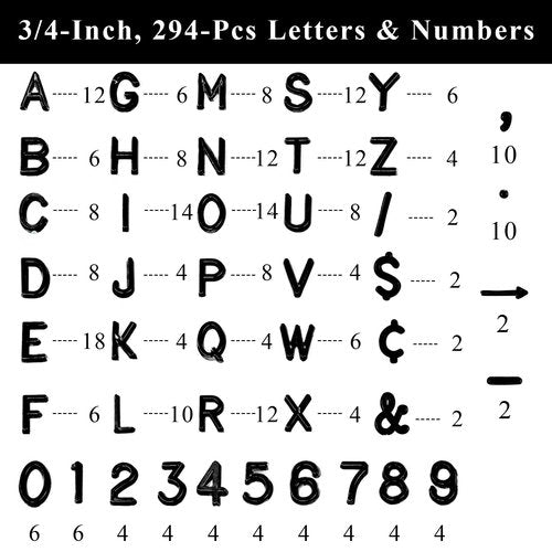 Plastic Letters: 394 Pcs Black, 0.75" - Changeable Felt Letter Board Accessories