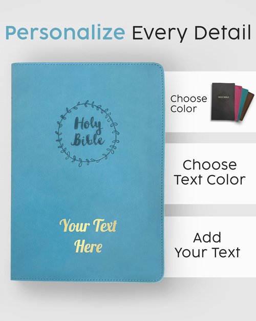 Personalized Gift Bible, NIV Value Thinline, Large Print, New International Version, Custom Gold or Silver Text, Pink