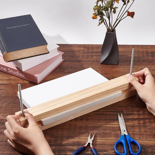 BENECREAT Wooden Bookbinding Press Large Press Bookbinder 15x1.5 Inch Flat Paper Press Machine Wood Form Factor Padding Press for Home, School, Office DIY Bookbinding