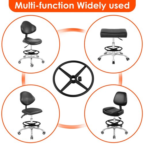 Loodmeo Black 18" Chrome Foot Rest Ring for Drafting Stool or Office Chair,Piston Foot Ring,Foot Rest for Office Chair(Black, 18'')