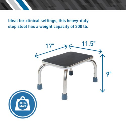 BodyMed Heavy-Duty Foot Step Stool with Non-Slip Rubber Platform for Seniors & Adults – Holds up to 300lbs, 9 ½ in. Step Up, 18”L x 11.5”W x 9.5”H