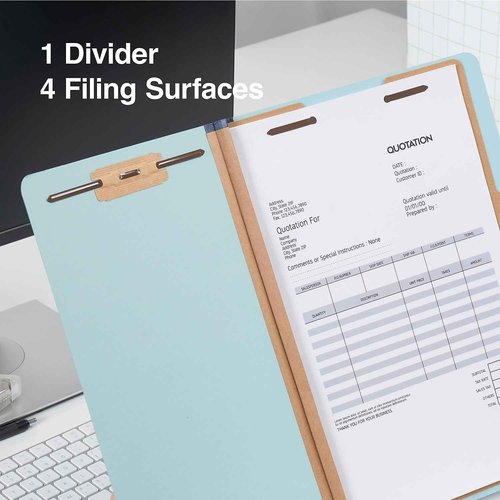 Staples Colored Pressboard Classification Folders, Legal, 1 Partition, Light Blue, 20/Pack