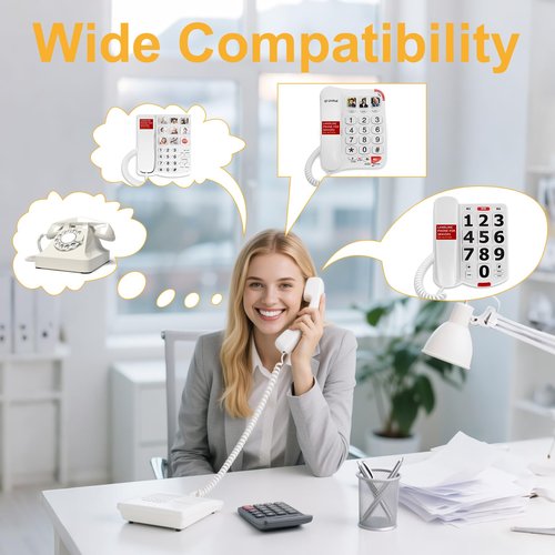 Uvital 1 Pack 25FT White Extra Long Phone Handset Cord(Coiled Length 3FT), Phone Cord for Landline, RJ9 Telephone Cords for Landline Phones