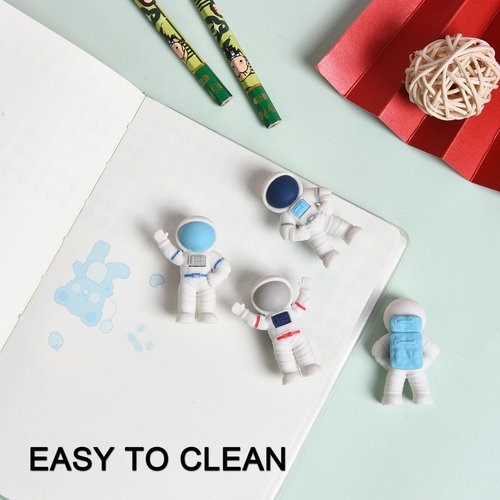 HILAZA 18Pcs Cute Outer Space Themed Erasers for Kids Bulk, Kawaii Fun Spaceman Desk Pet Pencil Erasers for School Classroom Supplies Prize Gifts Party Favors