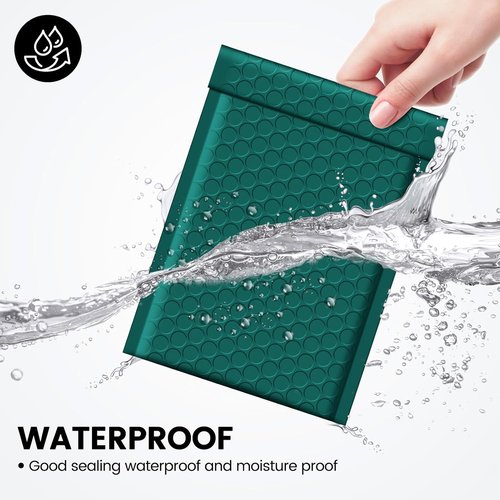 Fuxury Bubble Mailers - 100 Pack Waterproof 4x8" Forest Green Padded Envelopes for Small Business Shipping