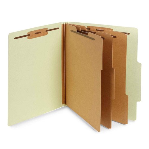 Blue Summit Supplies Green/Gray Classification Folders, Letter Size, 3 Dividers, with 2 Inch Tyvek Expansions, Classification Folders, 10 Pack