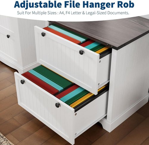 GarveeHome Farmhouse File Cabinet - 2 Drawers for A4/Letter/Legal Documents | Rustic Storage Stand