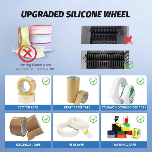 Frifreego Automatic Tape Dispenser, Electric Ribbon Cutting Machine, Upgraded Silicone Wheel for 6-60mm Width Tape/Ribbon, Max. Cutting Length 999mm, 110V, Unsuitable for Elastic Ribbons