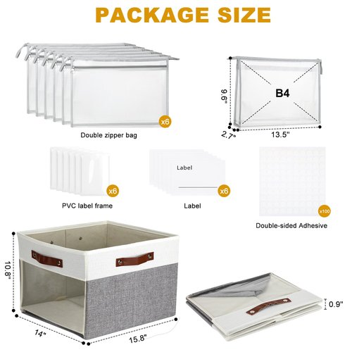 Large Board Game Storage with 6pcs Double-Layer B4 Zipper Bags, Board Game Organizer with Clear Window and DIY Label,Game Storage Containers for Office Supplies,Puzzles,Building Blocks,Craft Product