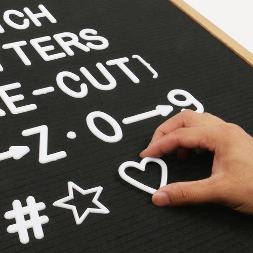 559 Extra White Letters - Changeable Felt Board Organizer with Cursive Words & Pre-Cut Plastic Letters