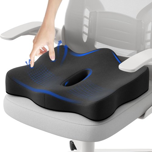 Forcanby Seat Cushions for Office Chairs - Pressure Relief Seat Cushion - Car Seat Cushions for Pressure Relief, Tailbone Pain, Sciatica & Back Pain Relief for Office Chairs (Jet Black)