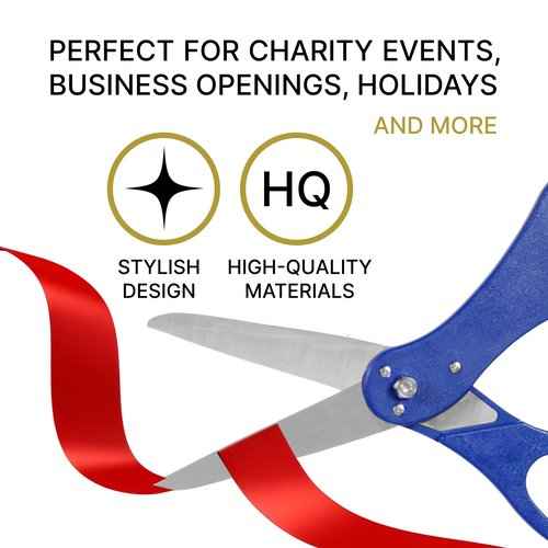 20" Blue Ceremonial Ribbon Cutting Scissors – Giant Royal Scissors for Grand Openings, Inaugurations & Special Events