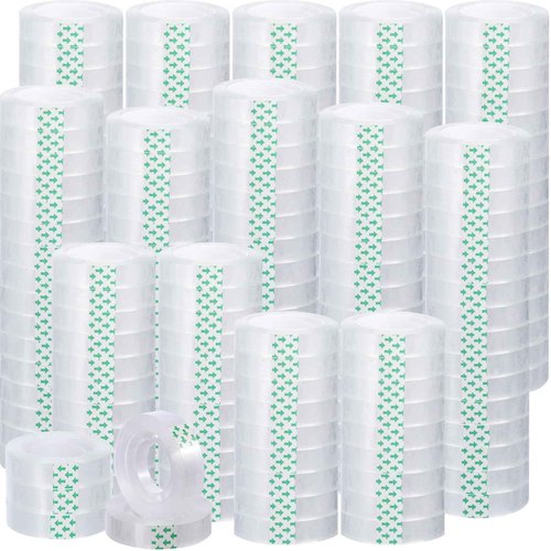 Jetec 200 Rolls Clear Tape Bulk Transparent Invisible Tape Refills 1/2 x 1260 Inches Glossy for Gift Wrapping Dispenser Office School Home Use Gift Wrap Desk Supplies