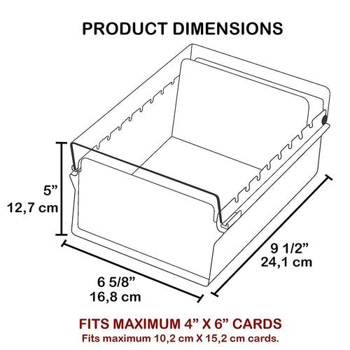 Acrimet 4 x 6 Card File Holder Organizer Box Metal Base Heavy Duty (AZ Index Cards and Divider Included) (Gray Color with Clear Crystal Plastic Lid Cover)