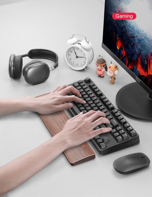 Meatanty Wooden Keyboard Wrist Rest,Ergonomic TKL Gaming Walnut Mechanical Keyboard Wrist Pad,Hard Wrist Rest Palm Rest Supports Computer, Laptop Comfortable Typing Pain Relief (14.17")