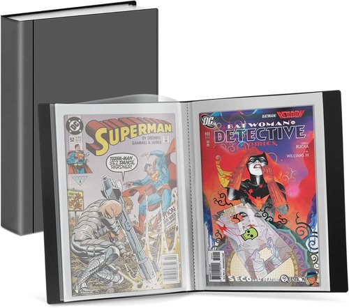 Dunwell Comic Book Storage Album - Acid-Free Binder with 6 Heavyweight Sleeves | Clear View Cover