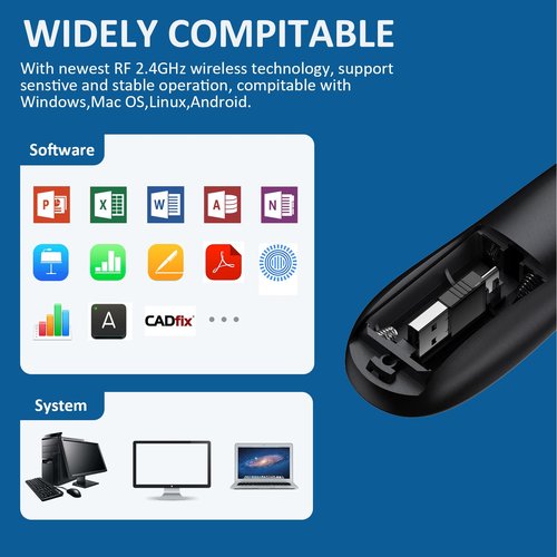 2IN1 Laser Pointer Digital Presentation Clicker on TV Screen w USB Flash Drive, Highlight Clicker for Powerpoint Presentation USB C A for Laptop MacBook Computer, PPT Clicker for Office Classroom